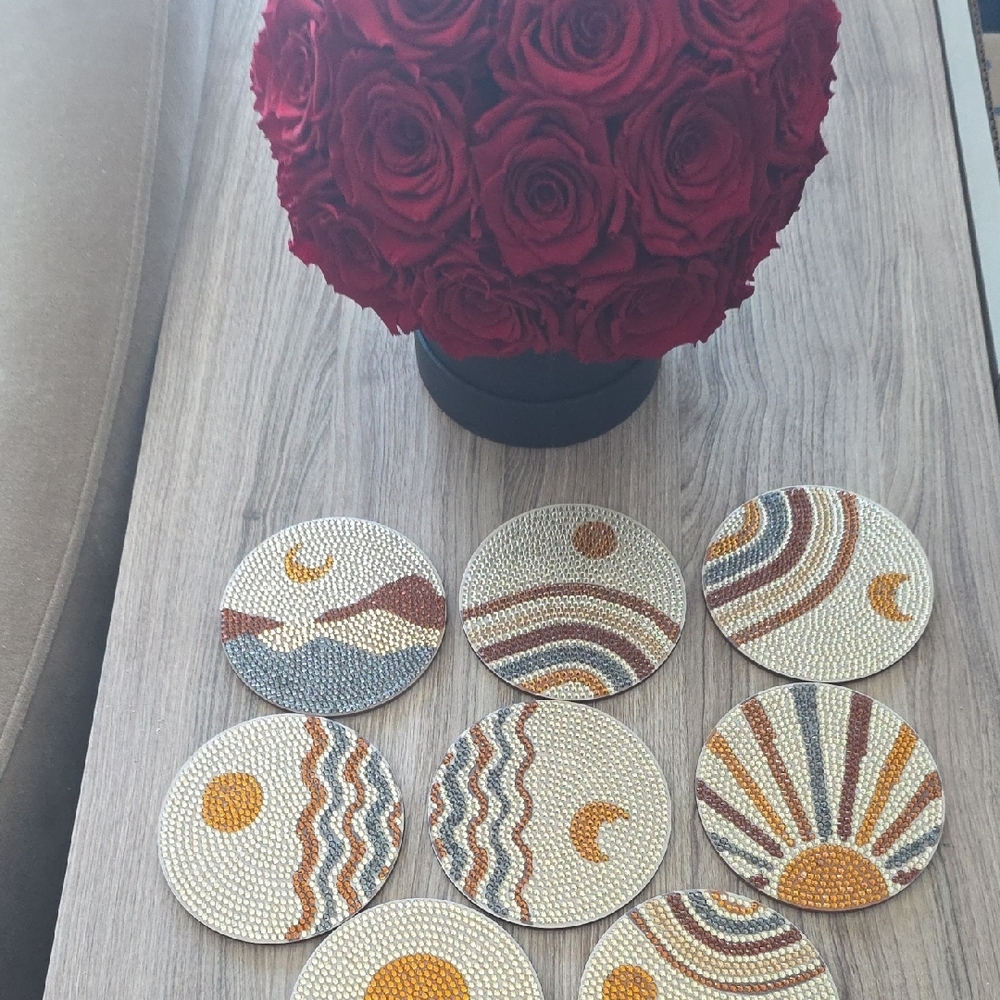 Sunset Patterned Coasters Set - Multicolor - Picture 4 of 8